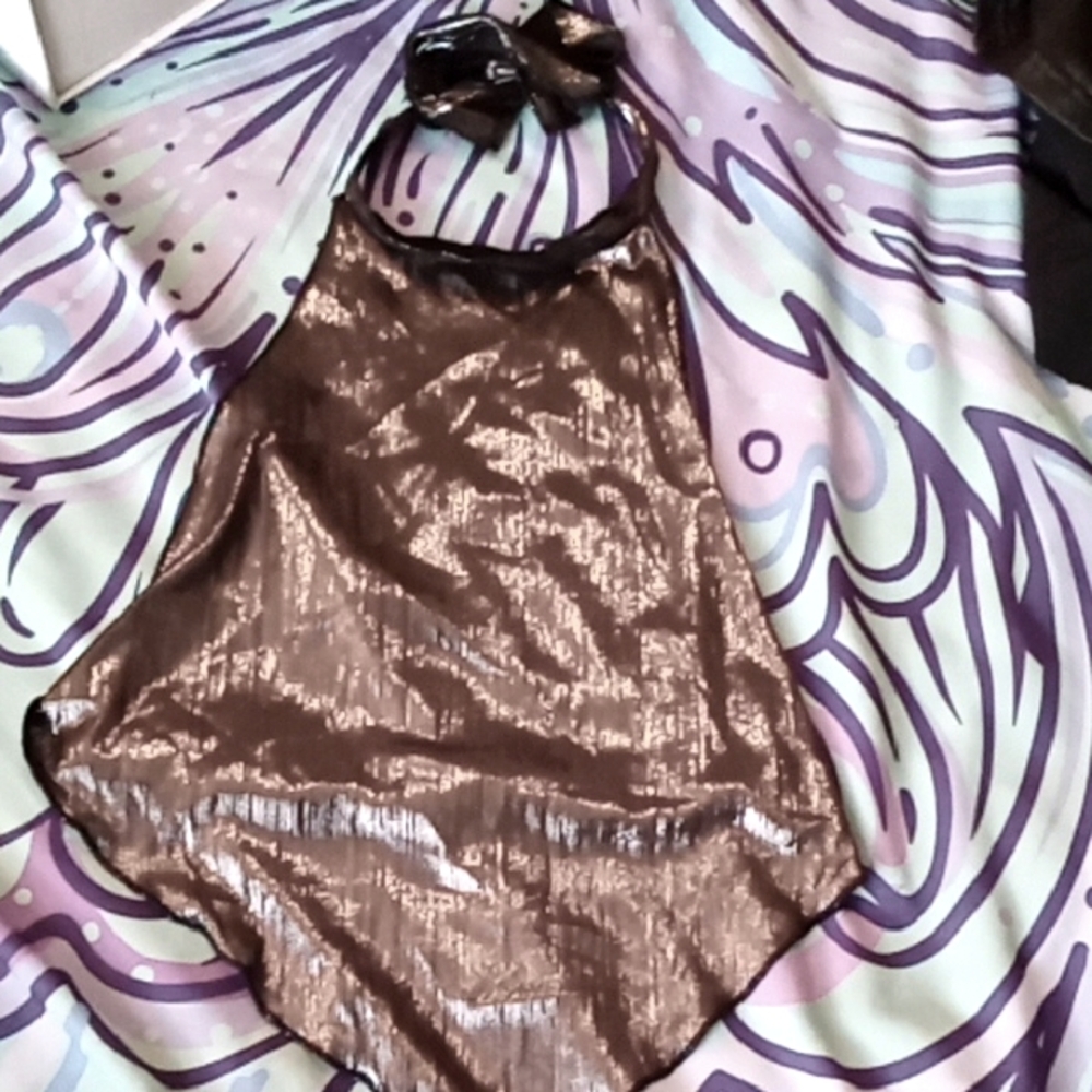 3 For $10 Shimmering Brown Halter Top Excellent Condition